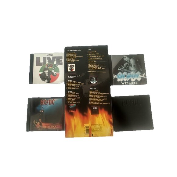 AC/DC BONFIRE VOLTS LIVE BACK BLACK Box Set Poster Booklet Sticker Pick tattoo - Picture 3 of 16
